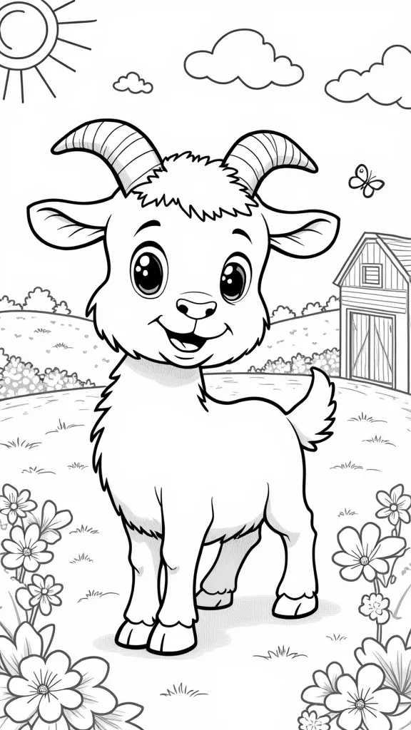 coloriages de chèvre mignons